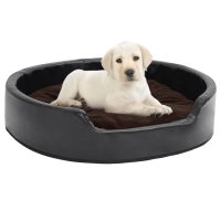 vidaXL dog bed black-brown 79x70x19 cm plush and faux...