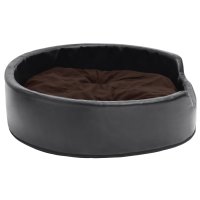 vidaXL dog bed black-brown 79x70x19 cm plush and faux leather