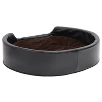 vidaXL dog bed black-brown 79x70x19 cm plush and faux leather