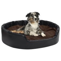 vidaXL dog bed black-brown 99x89x21 cm plush and faux leather