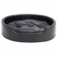 vidaXL dog bed black dark gray 79x70x19 cm plush and faux leather