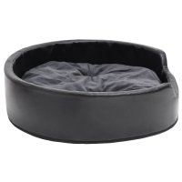 vidaXL dog bed black dark gray 79x70x19 cm plush and faux leather