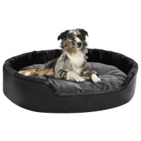 vidaXL dog bed black dark gray 90x79x20 cm plush and faux...