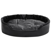 vidaXL dog bed black dark gray 90x79x20 cm plush and faux leather