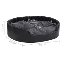 vidaXL dog bed black dark gray 99x89x21 cm plush and faux leather