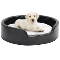 vidaXL dog bed black-beige 69x59x19 cm plush and faux...