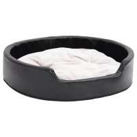 vidaXL Dog Bed Black-Beige 79x70x19 cm Plush and Faux Leather