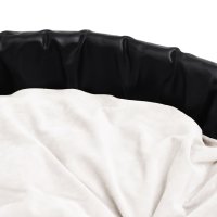 vidaXL Dog Bed Black-Beige 79x70x19 cm Plush and Faux Leather