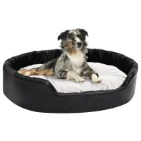 vidaXL dog bed black-beige 90x79x20 cm plush and faux...