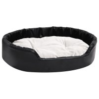 vidaXL dog bed black-beige 90x79x20 cm plush and faux leather