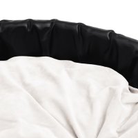 vidaXL dog bed black-beige 90x79x20 cm plush and faux leather