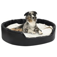 vidaXL dog bed black-beige 99x89x21 cm plush and faux leather