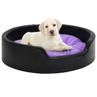 vidaXL Dog Bed Black Purple 69x59x19 cm Plush and Faux...