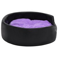 vidaXL Dog Bed Black Purple 69x59x19 cm Plush and Faux Leather