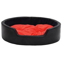 vidaXL dog bed black-red 69x59x19 cm plush and faux leather