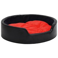 vidaXL dog bed black-red 90x79x20 cm plush and faux leather