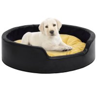 vidaXL Dog Bed Black-Yellow 69x59x19 cm Plush and Faux...