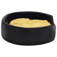 vidaXL dog bed black-yellow 99x89x21 cm plush and faux leather