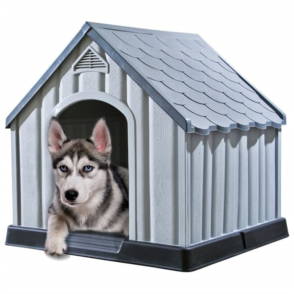 vidaXL dog house gray 92x87x91 cm plastic