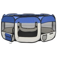 vidaXL Foldable puppy playpen with carry bag Blue...