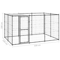 vidaXL outdoor dog kennel with roofing steel 7.26 m²