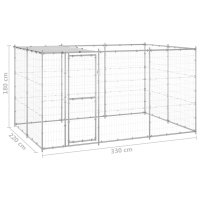 vidaXL Outdoor dog kennel with roofing Galvanized steel 7.26 m²