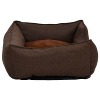 vidaXL Dog Bed Brown 85,5x70x23 cm Fleece Linen Optics