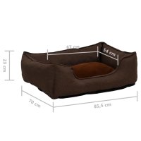 vidaXL Dog Bed Brown 85,5x70x23 cm Fleece Linen Optics