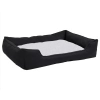 vidaXL dog bed black and white 85.5x70x23 cm fleece linen look