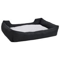 vidaXL dog bed black and white 85.5x70x23 cm fleece linen look