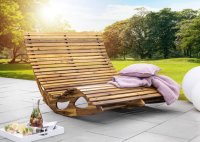 HC Garten & Freizeit Ergonomic double swing lounger XXL sauna lounger made of acacia wood - FSC® certified