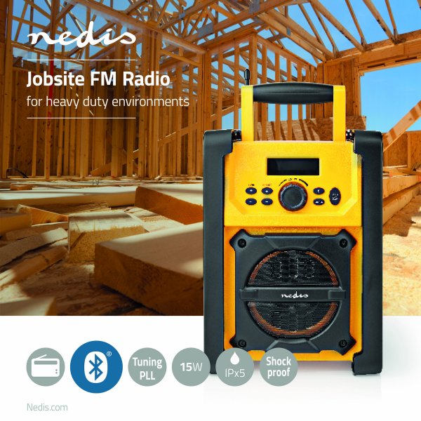 Nedis Radio FM FM Bluetooth Construction Site Radio Craftsman Radio Portable Rugged